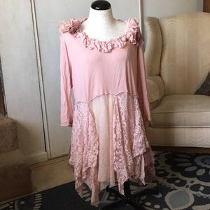 Pink Featherflys lace top